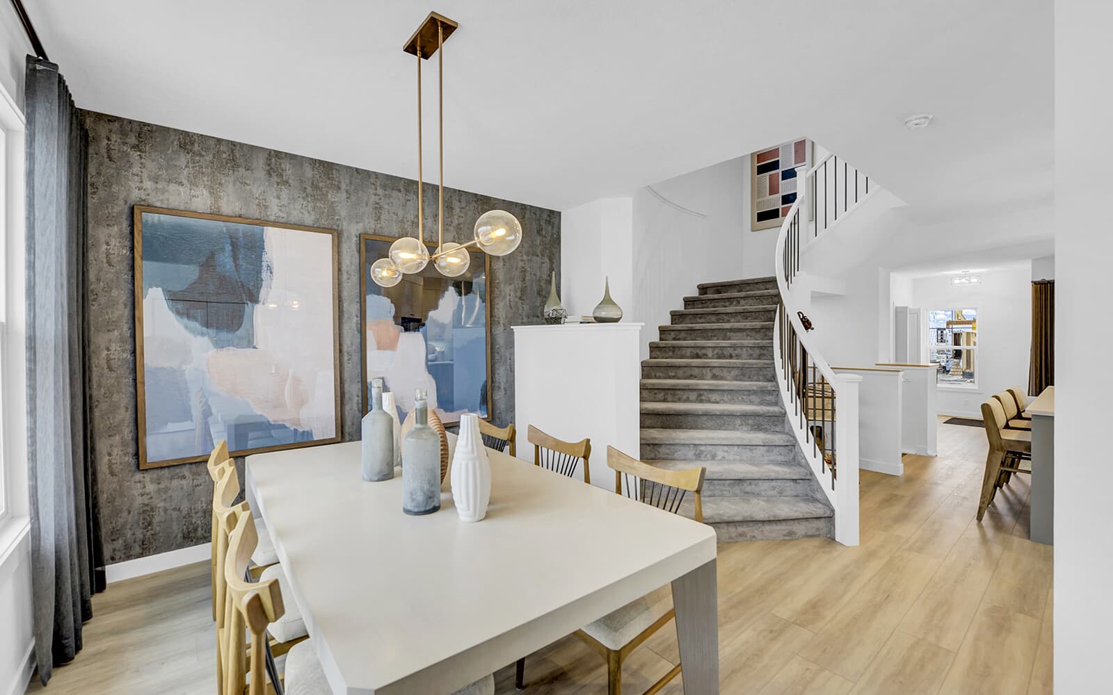 Dining area of the Belvedere showhome in Chinook Gate by Brookfield Residential