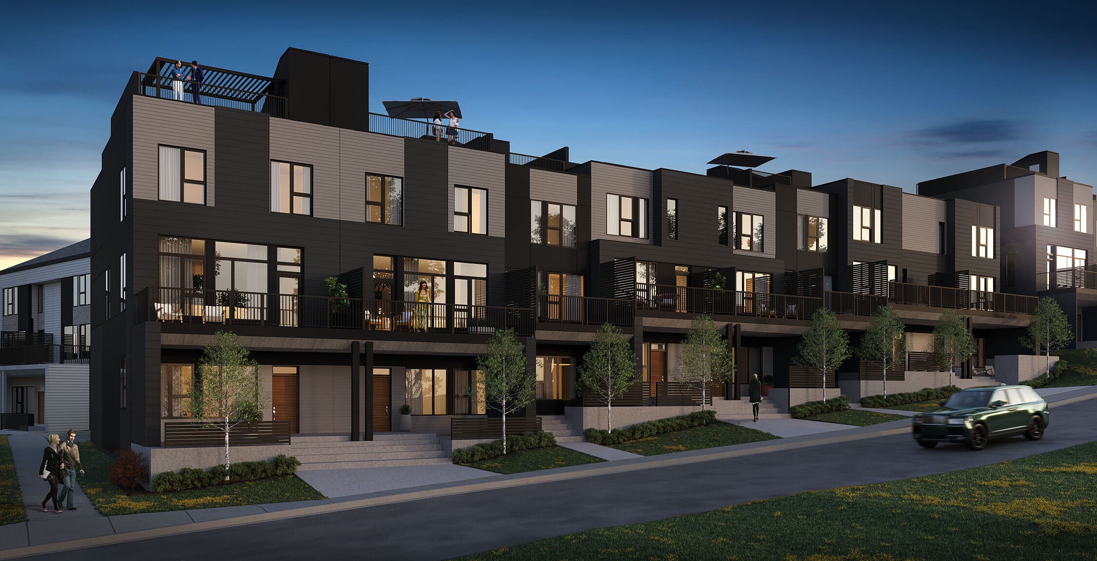 An exterior rendering of block 18 in Crown Park by Brookfield Residential