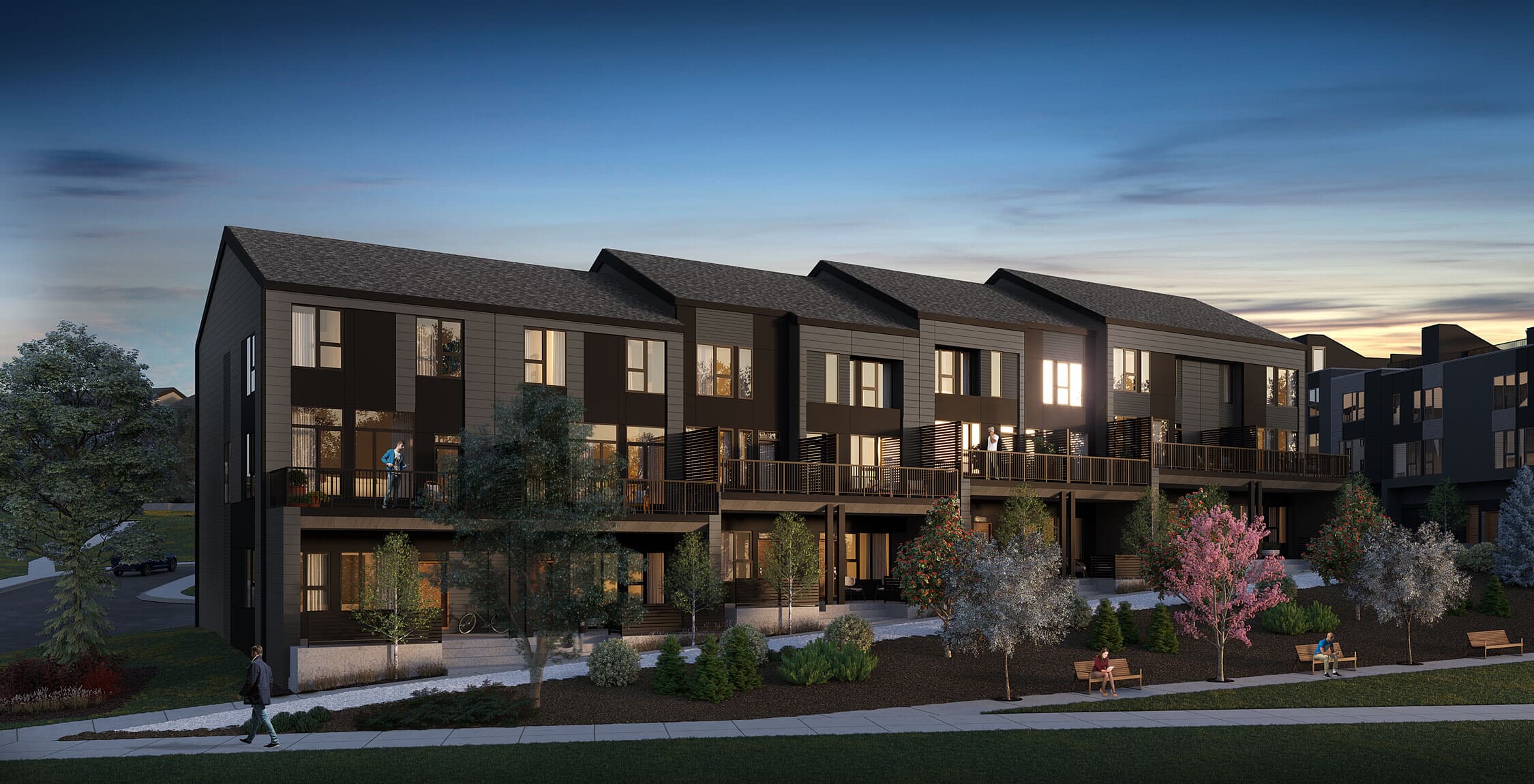 An exterior rendering of block 22 in Crown Park by Brookfield Residential