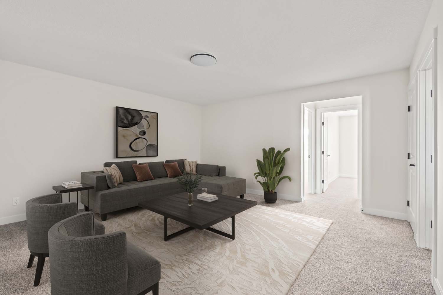 A photo of a quick possession home by Brookfield Residential, located at 167 Lucas Gardens NW in Livingston, Calgary, Alberta.