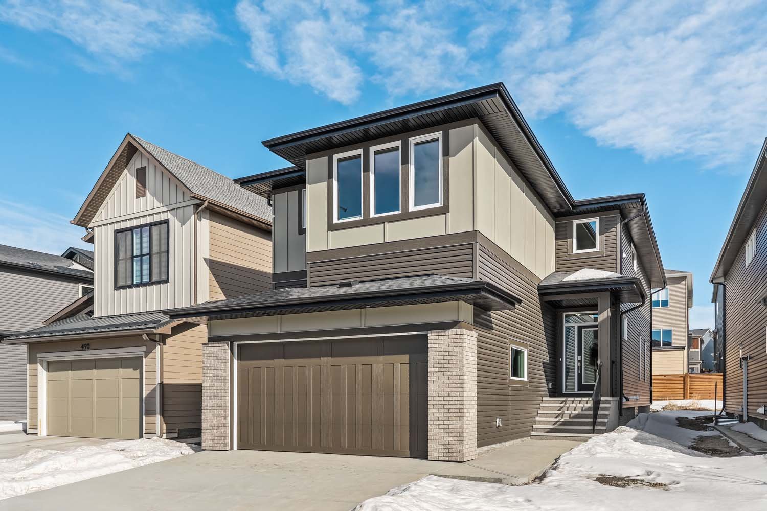 A photo of a quick possession home by Brookfield Residential, located at 486 Lucas Way NW in Livingston, Calgary, Alberta.