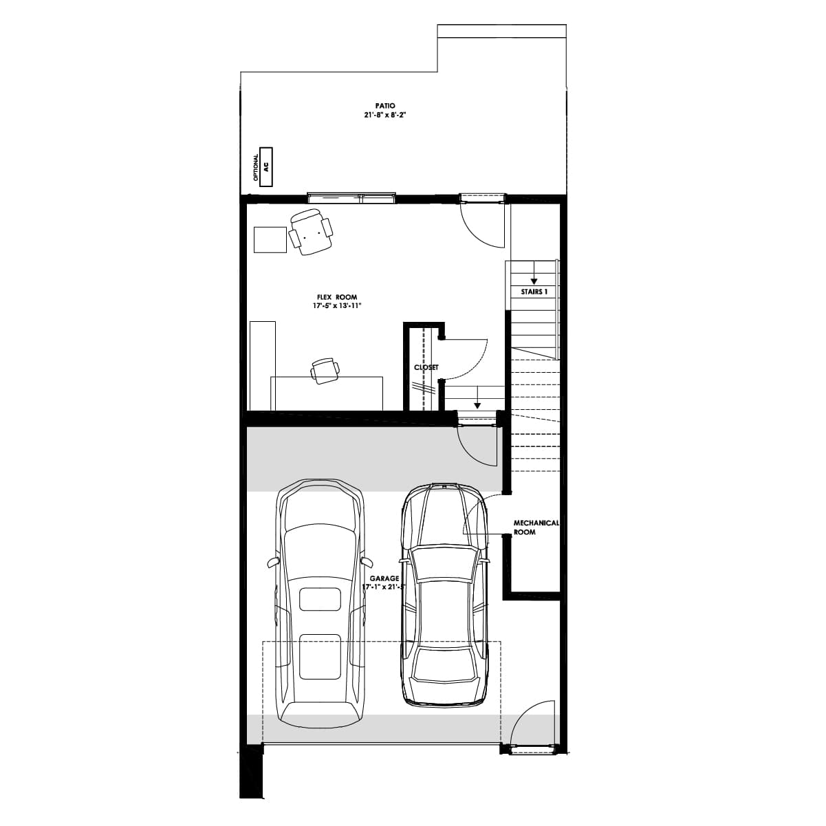 A blackline drawing of the Sage floorplan at Rhythm in Taza Park by Brookfield Residential
