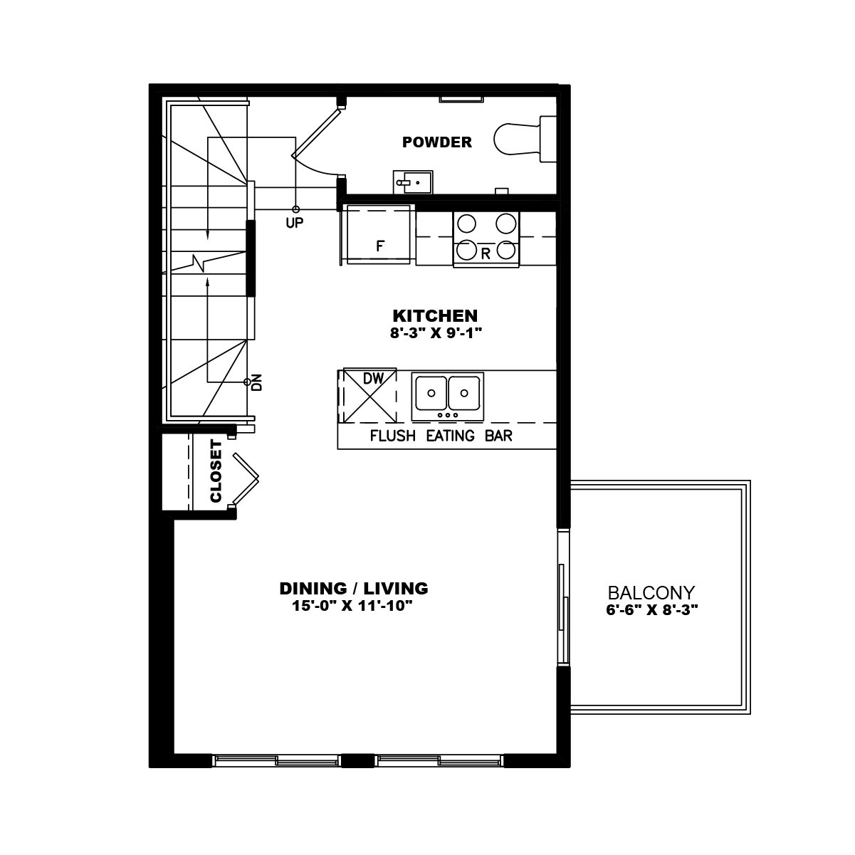 A blackline drawing of the Fitzgerald 2 model by Brookfield Residential