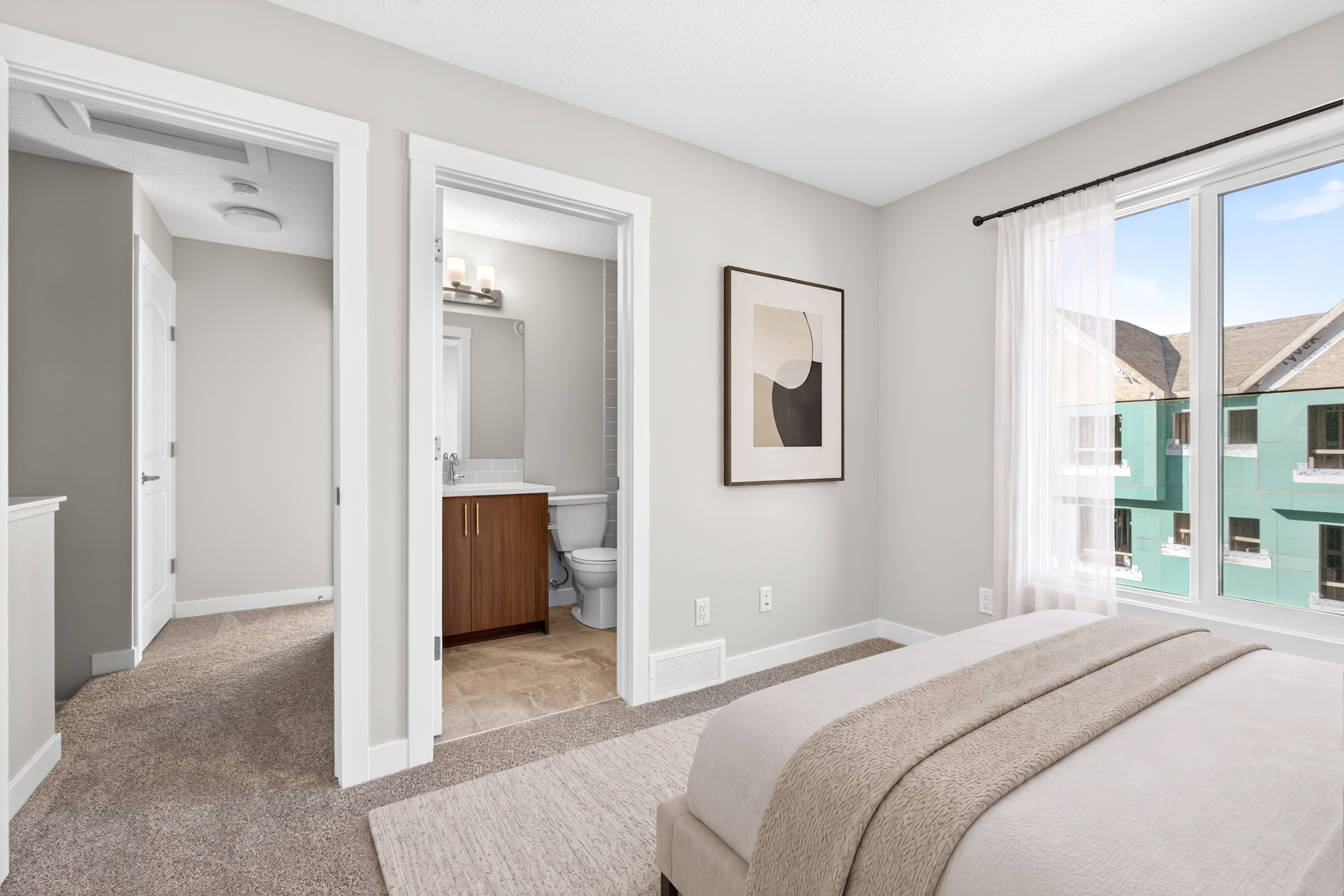A photo of the primary room of the Fitzgerald townhome model in Calgary by Brookfield Residential
