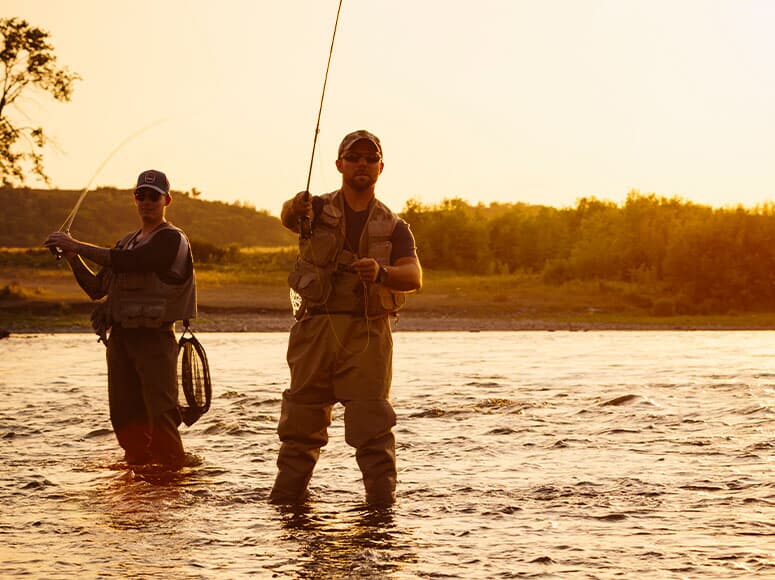 Fly fishing in the Bow River near Seton Ridge.