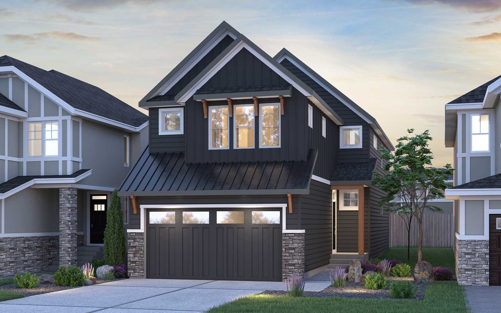 Purcell 24 Farmhouse rendering for Creekstone by Brookfield Residential in Calgary