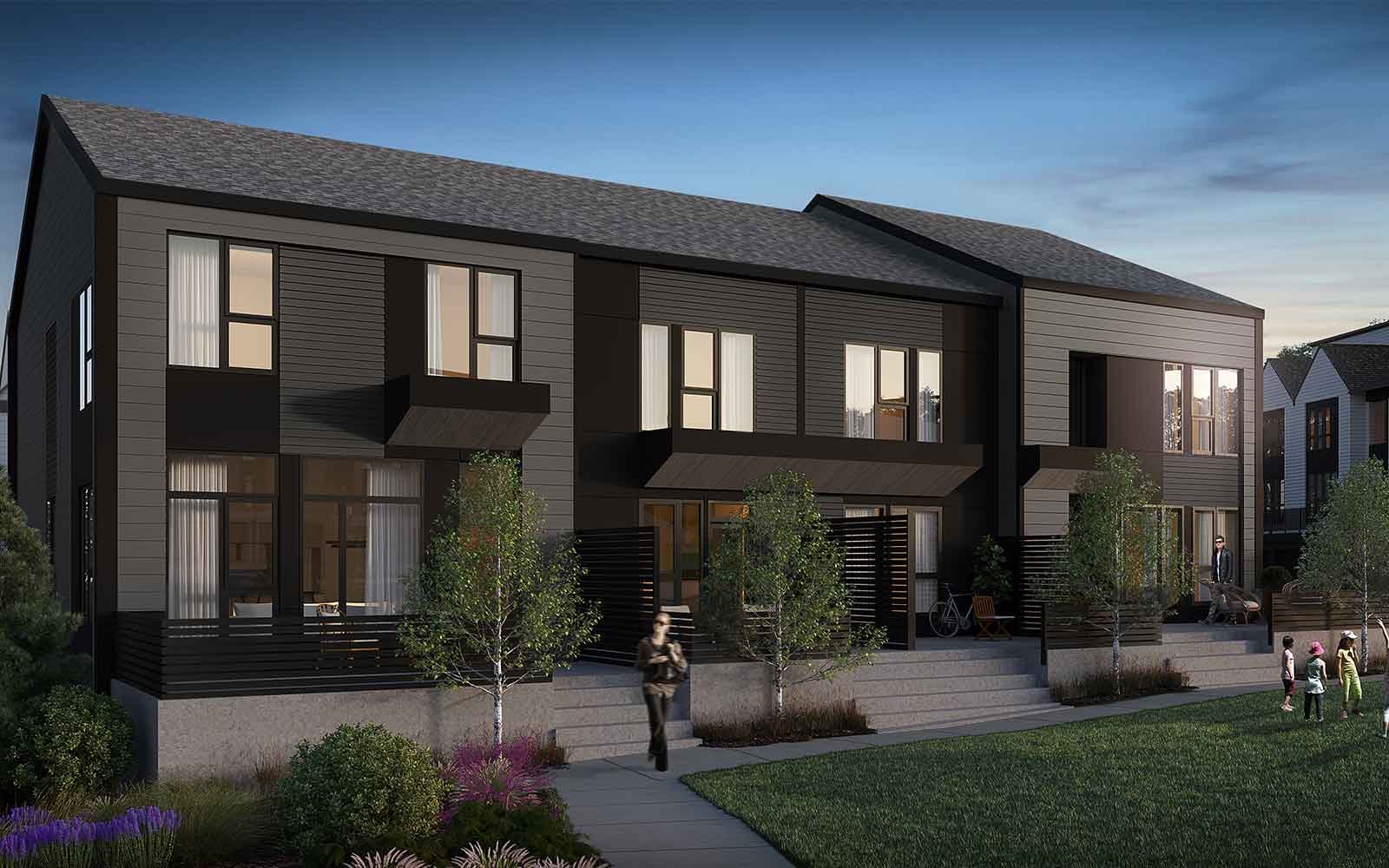 Urban Rowhome An exterior rendering of block 11a in Crown Park by Brookfield Residential