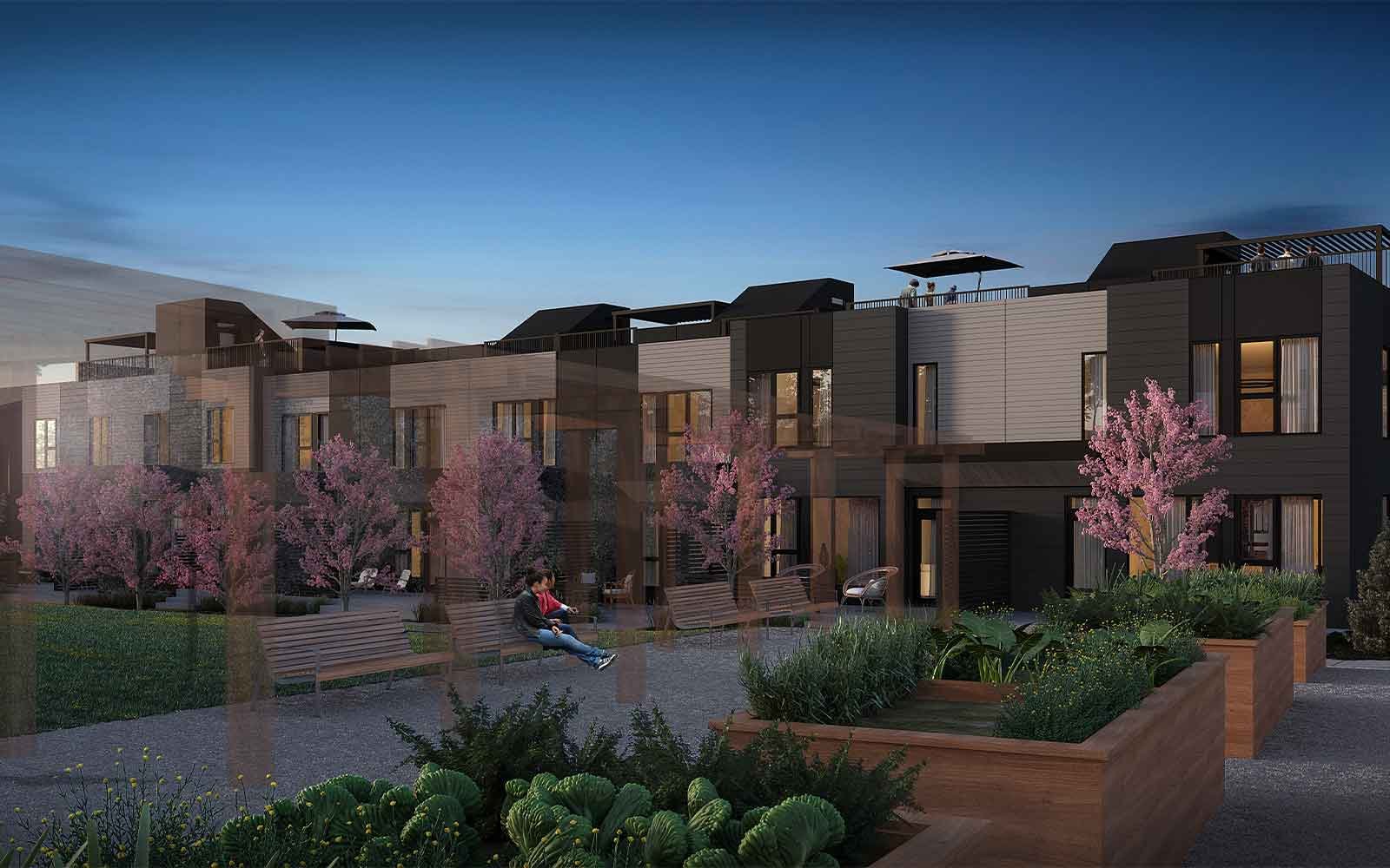 An exterior rendering of block 12 in Crown Park by Brookfield Residential