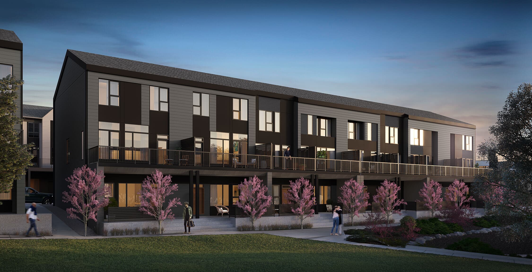 An exterior rendering of block 17 in Crown Park by Brookfield Residential