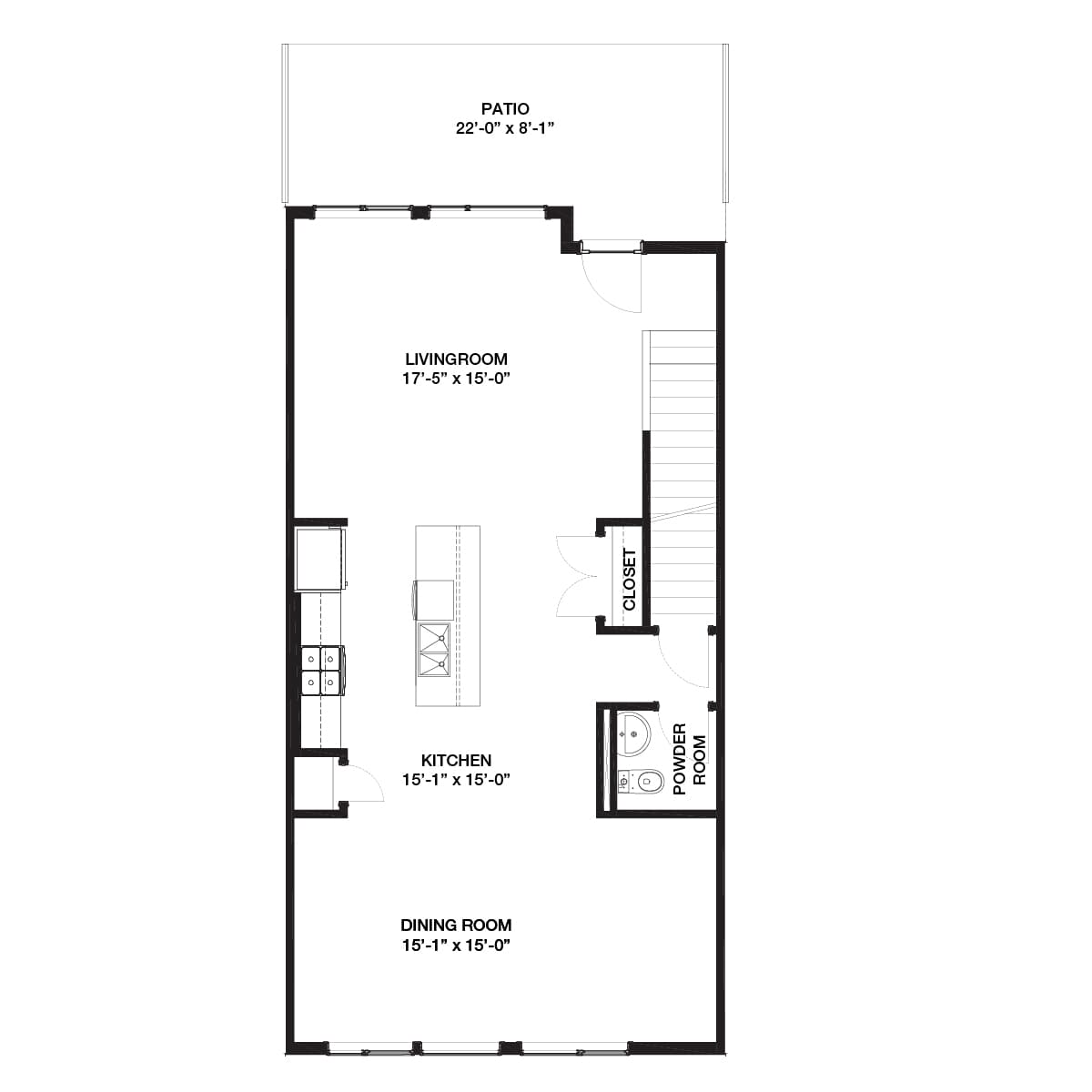 Black line drawing of the Rouge model home at Crown Park by Brookfield Residential