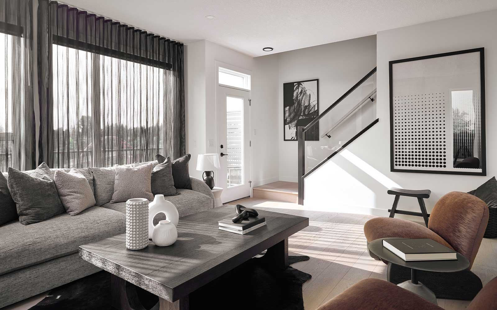 Photo of the great room of the Rouge show home in Crown Park by Brookfield Residential