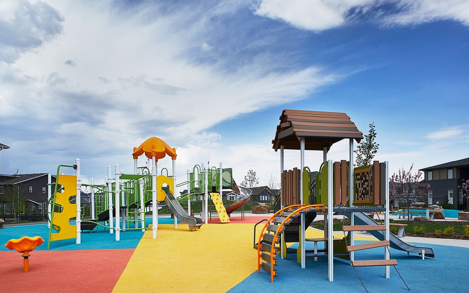 A playground in the community of Livingston in Calgary, Alberta.