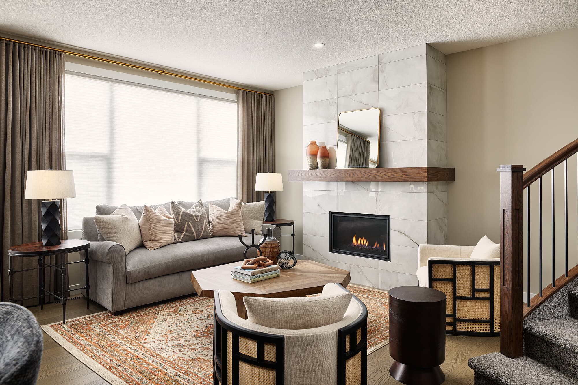 Living room of the Robson 26 model home by Brookfield Residential