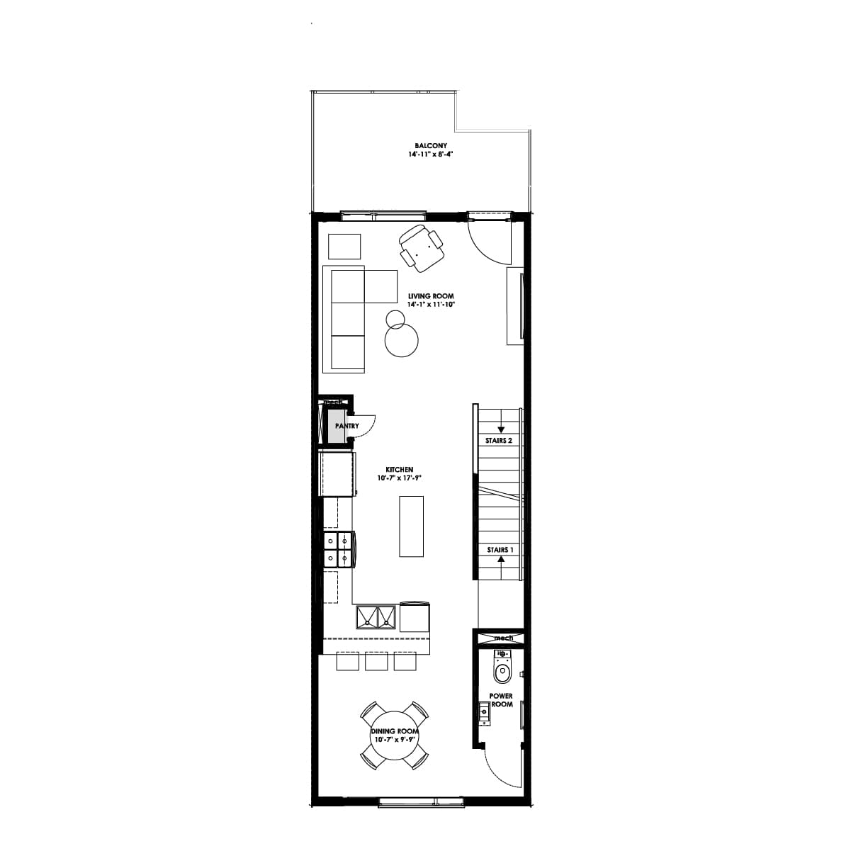 A blackline drawing of the Arnica floorplan at Rhythm in Taza Park by Brookfield Residential