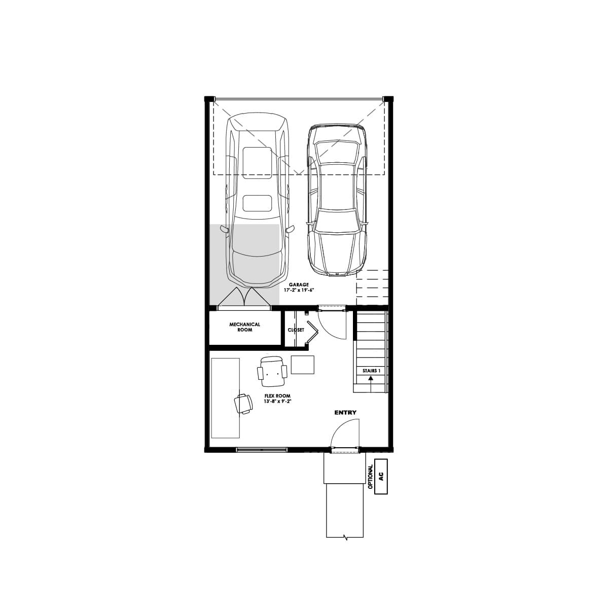A blackline drawing of the Harebell floorplan at Rhythm in Taza Park by Brookfield Residential