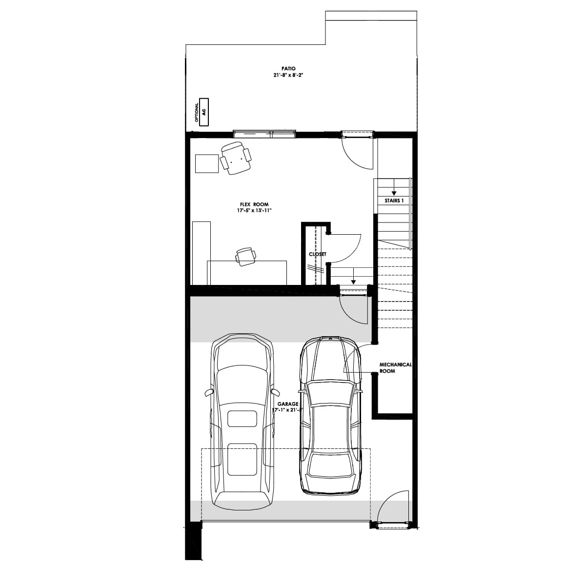 A blackline drawing of the Sage floorplan at Rhythm in Taza Park by Brookfield Residential