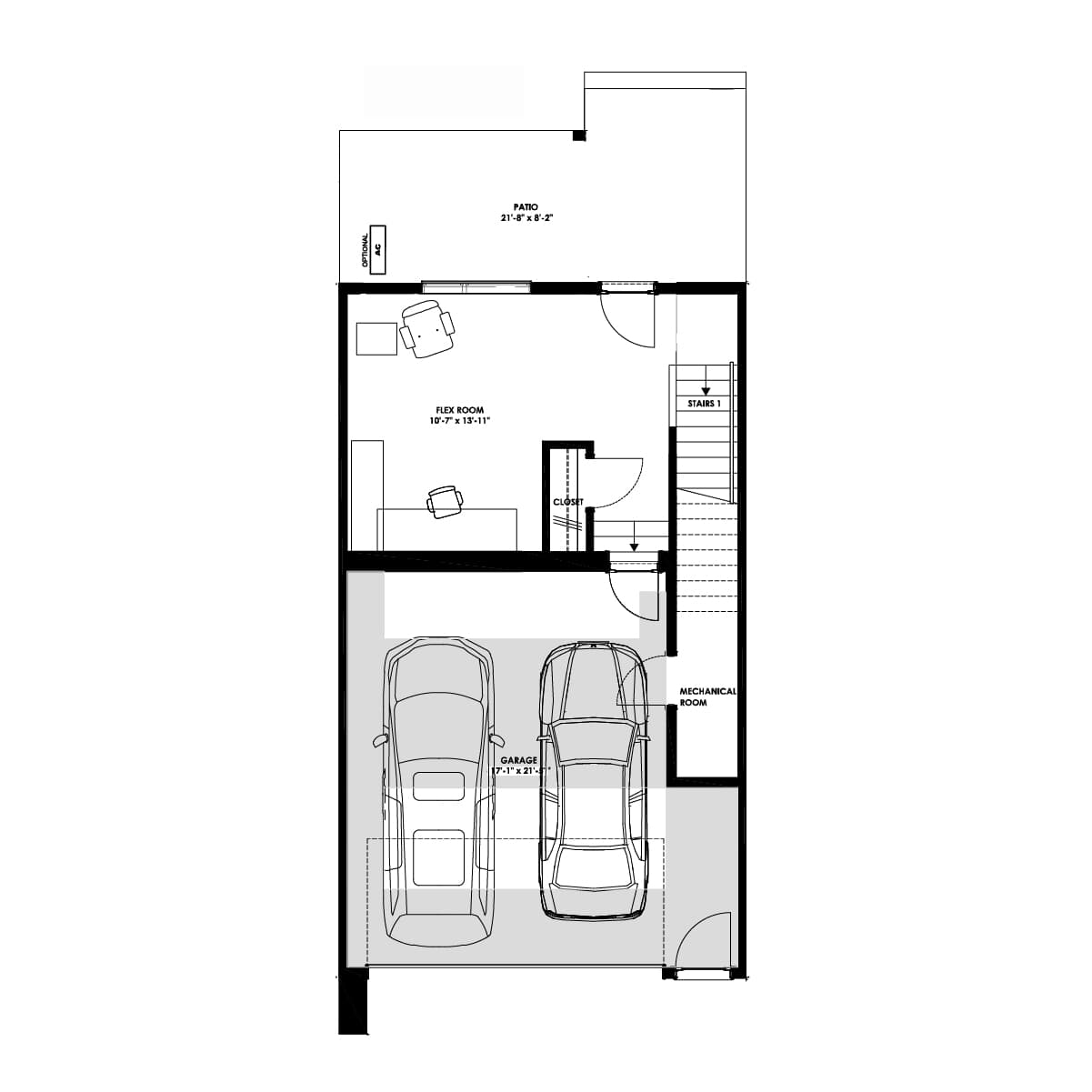 A blackline drawing of the Wild Rose floorplan at Rhythm in Taza Park by Brookfield Residential