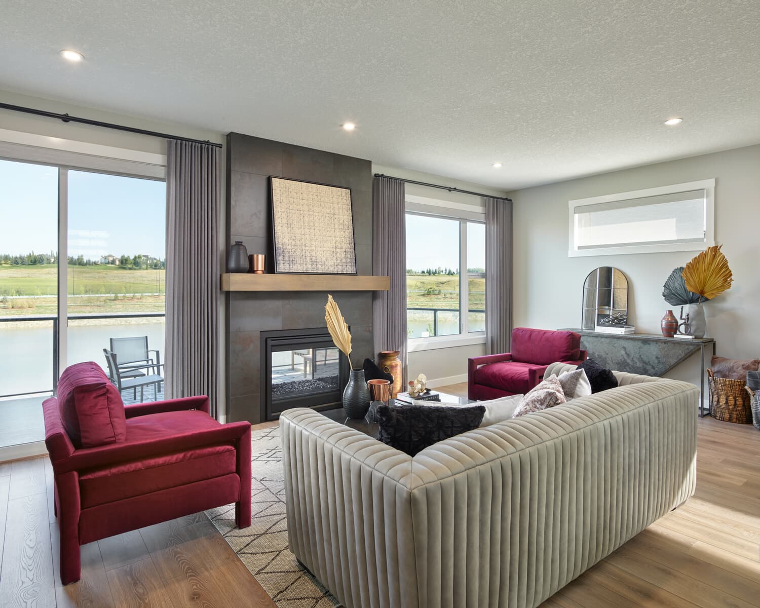 Living room of the Hudson 2 showhome in Rockland Park by Brookfield Residential