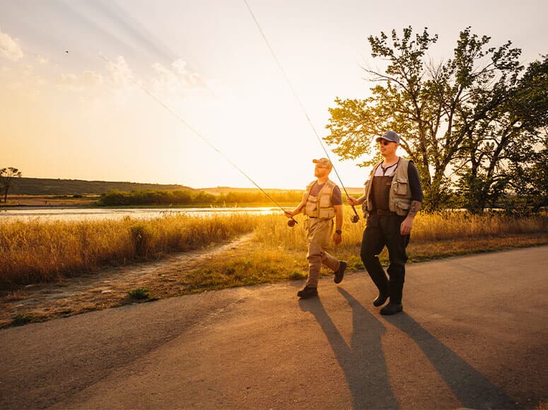 Fly fishing in the Bow River near Seton Ridge.