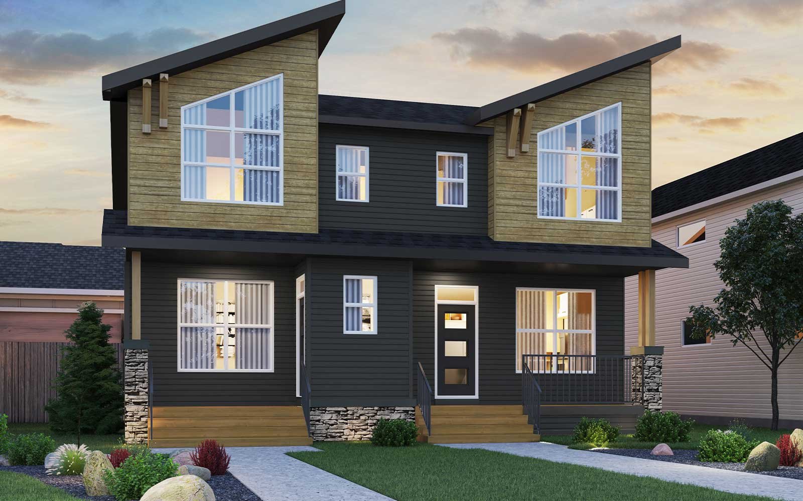 Exterior rendering of the Wicklow Rustic Contemporary model