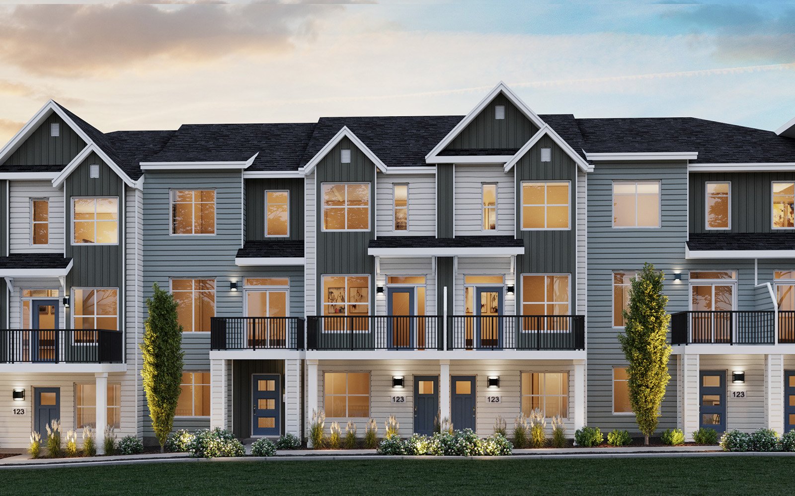 Exterior rendering of block 17 at Brightside on Main