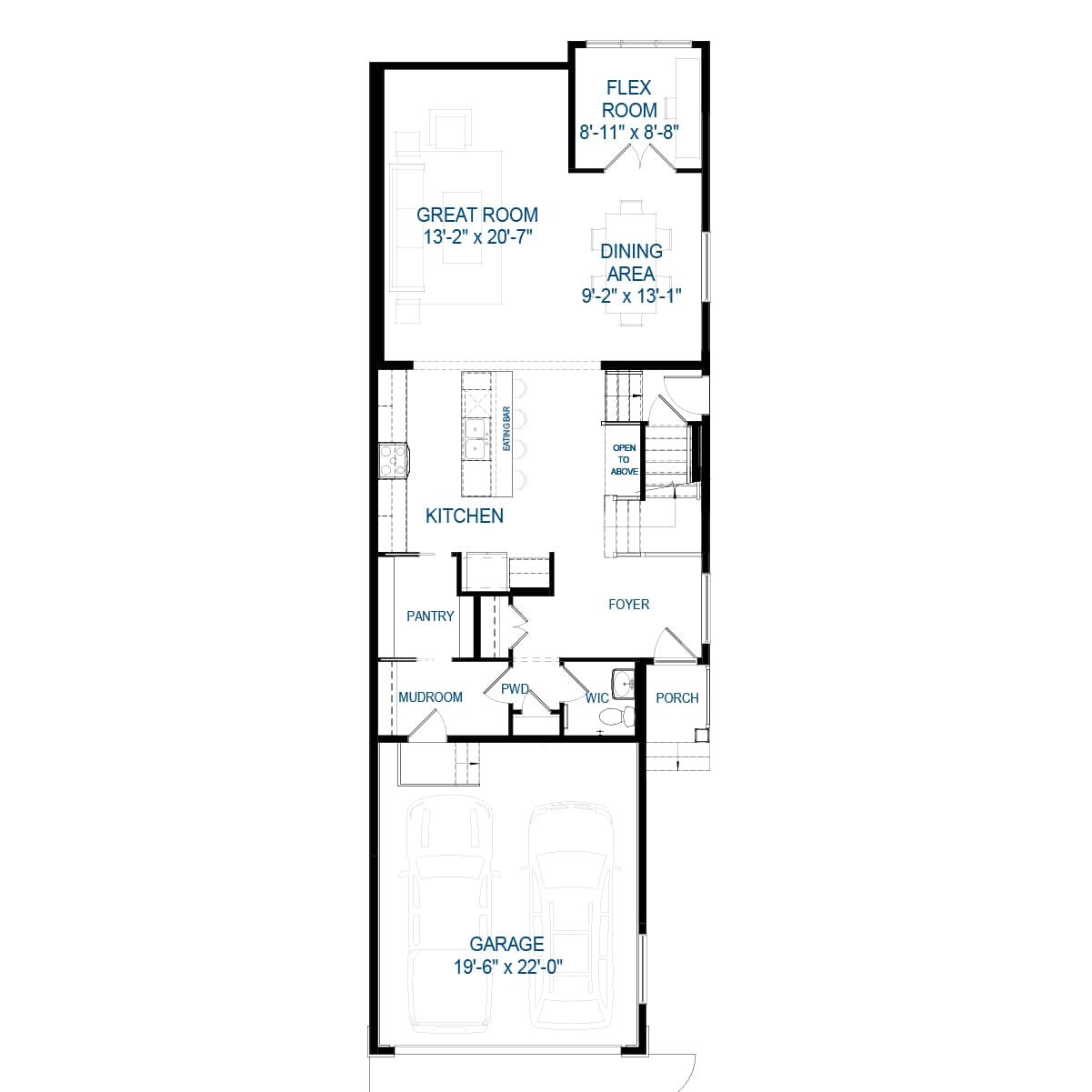 Blackline drawing of the Columbia 2 - 24 model by Brookfield Residential
