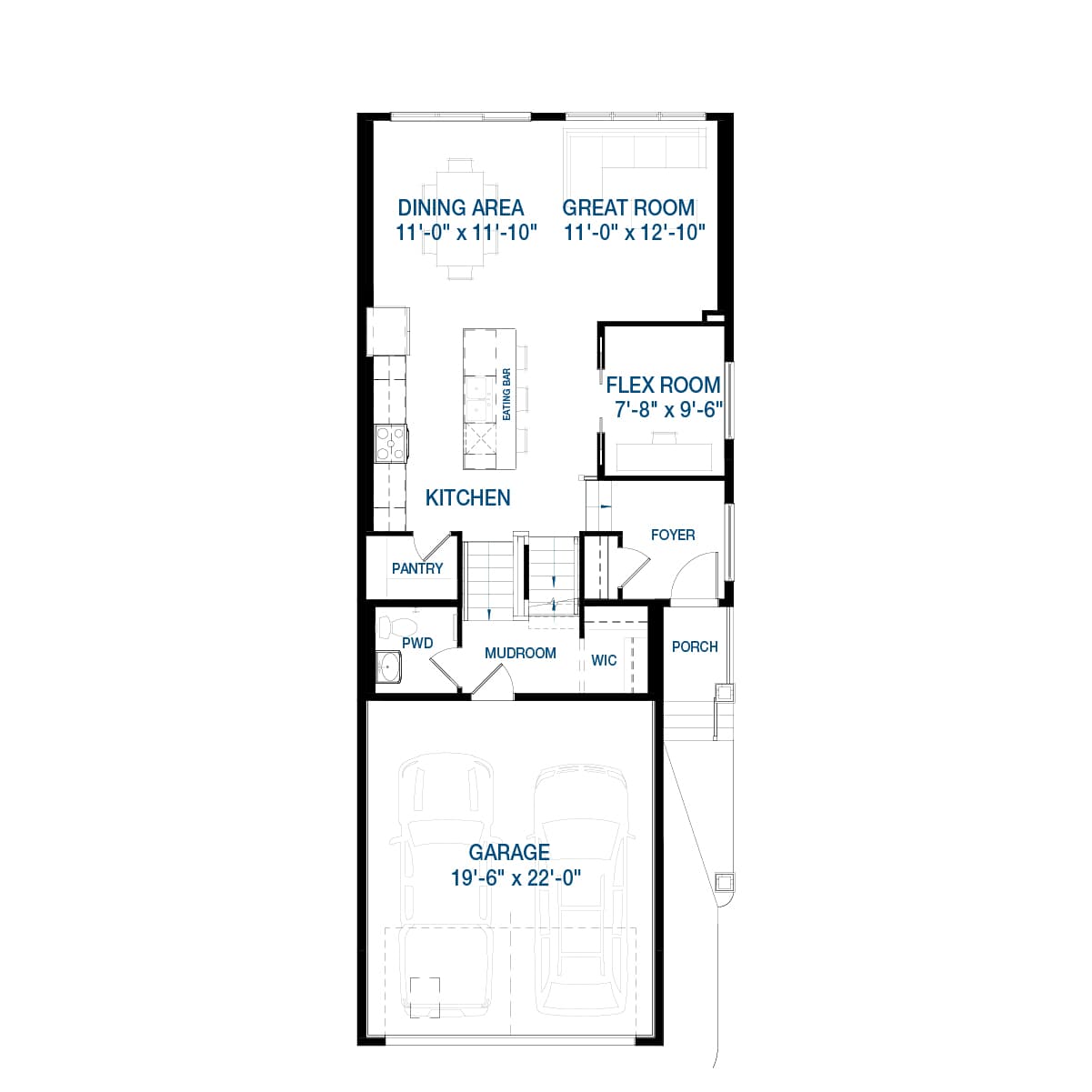 A blackline drawing of the Hudson 24 model by Brookfield Residential
