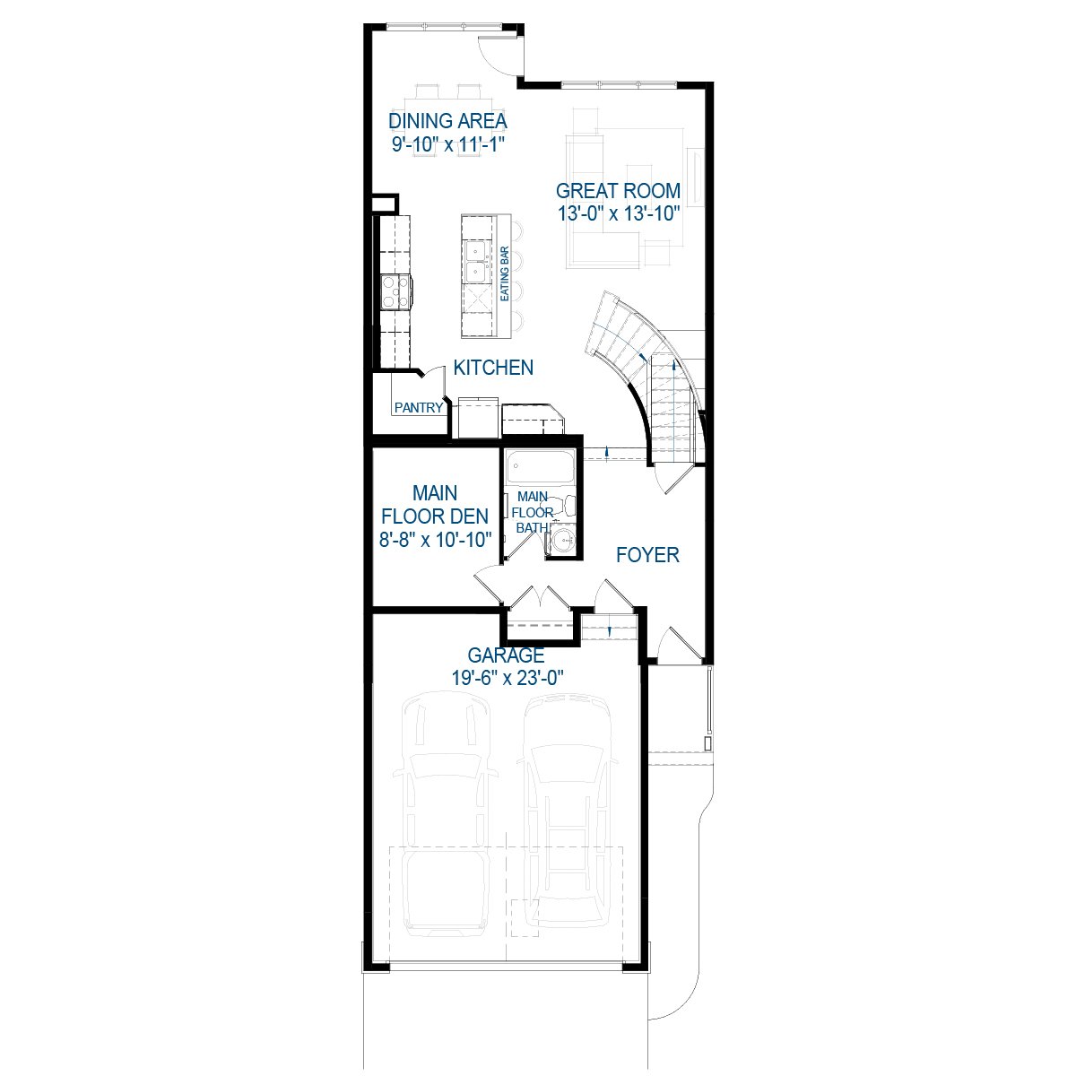 A blackline drawing of the Robson 24 floorplan by Brookfield Residential