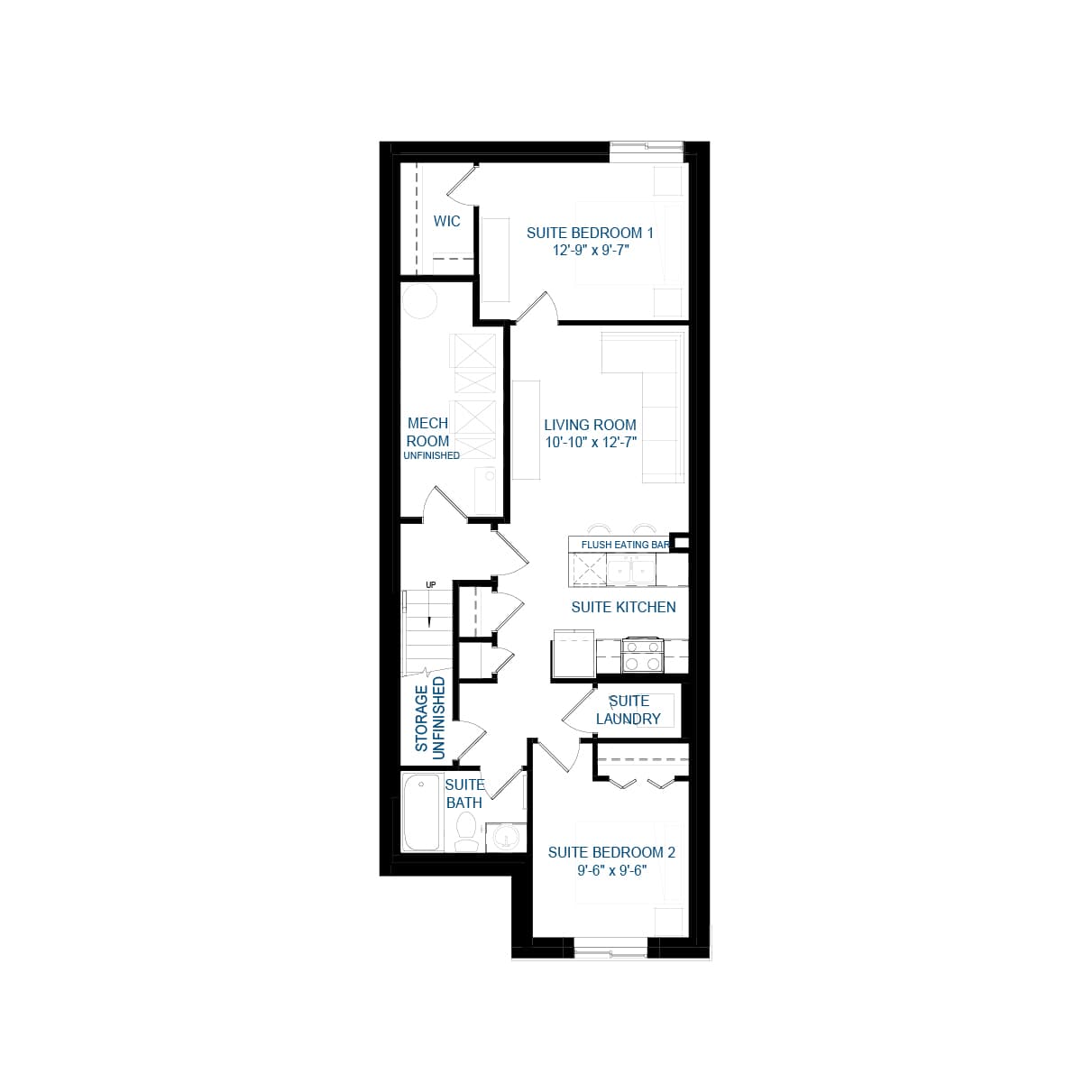 A blackline drawing of the Portland laned model by Brookfield Residential