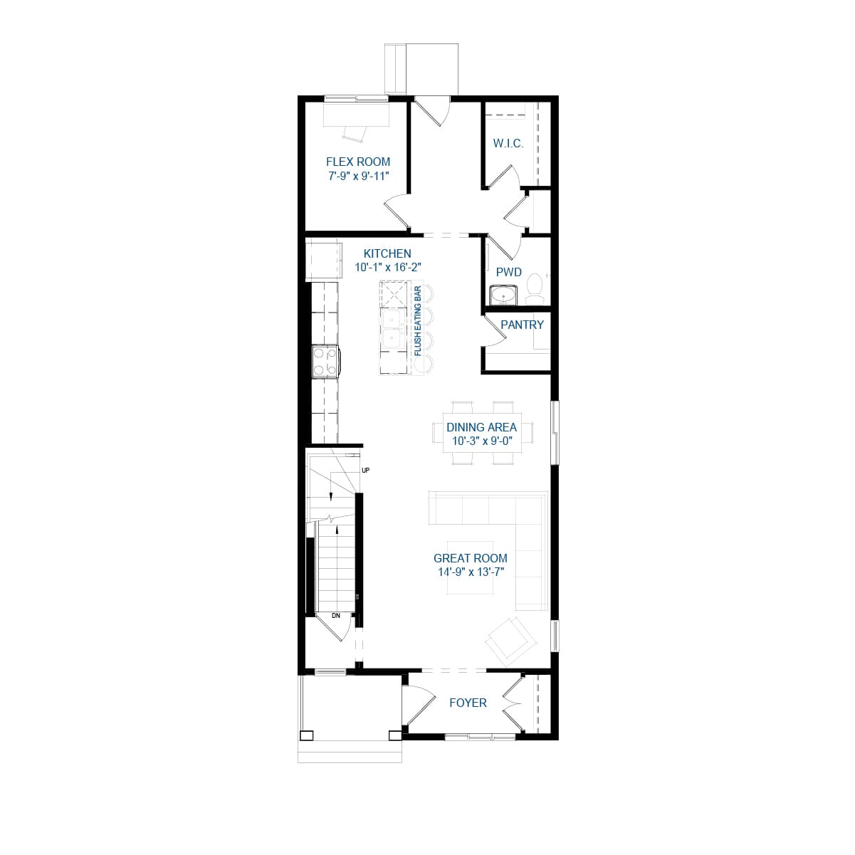 A blackline drawing of the Portland laned model by Brookfield Residential