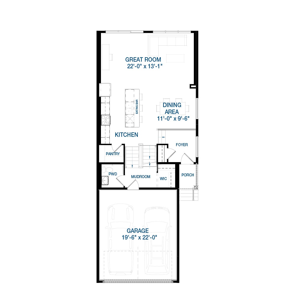 A blackline drawing of the Hudson 24 model by Brookfield Residential