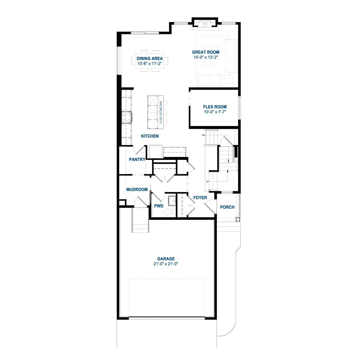 Black line drawing of the Purcell 26 model by Brookfield Residential