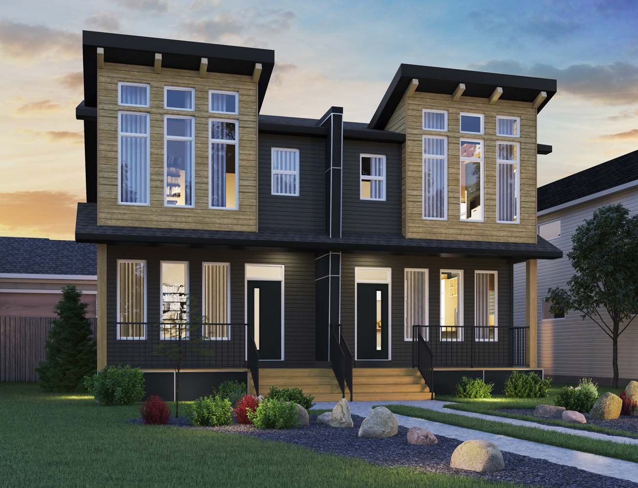 A rendering of the Rustic Contemporary elevation for the Sequoia model by Brookfield Residential.