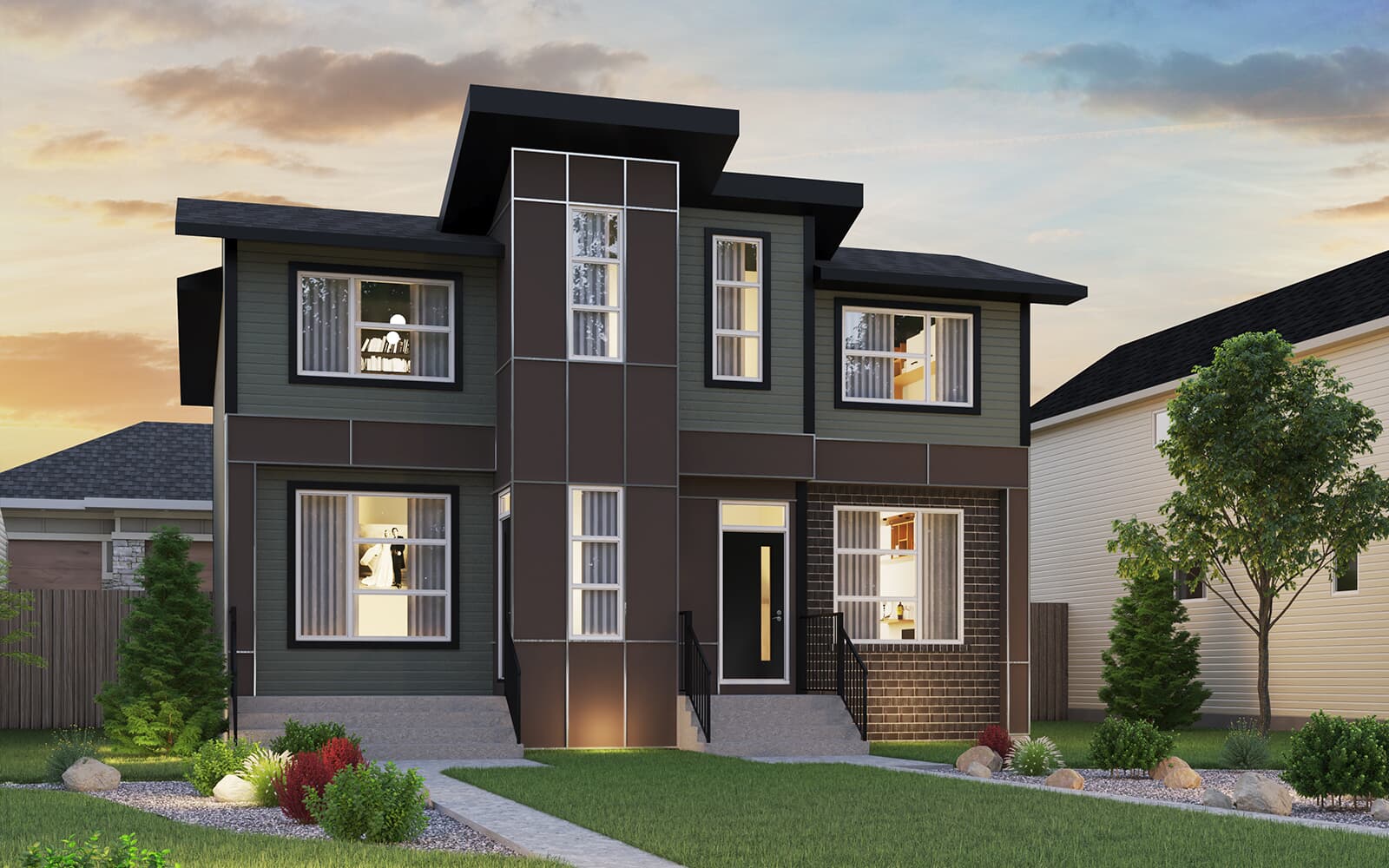 Contemporary Brookfield Residential Semi D Contemporary Elevation