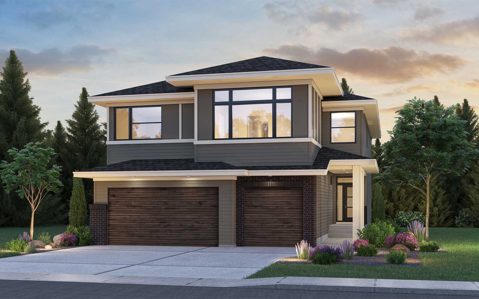 A rendering of the Prairie exterior of the Palermo estate model in Calgary by Brookfield Residential