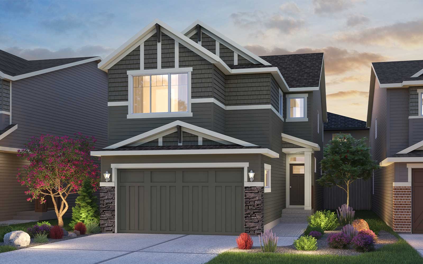 Exterior rendering of the Columbia - 2 - 24 Arts and Crafts