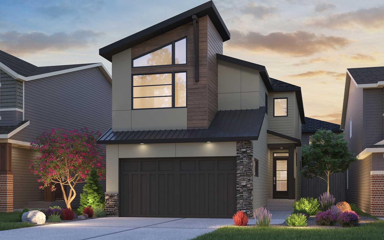 Exterior rendering of the Columbia - 2 - 24 Rustic Contemporary