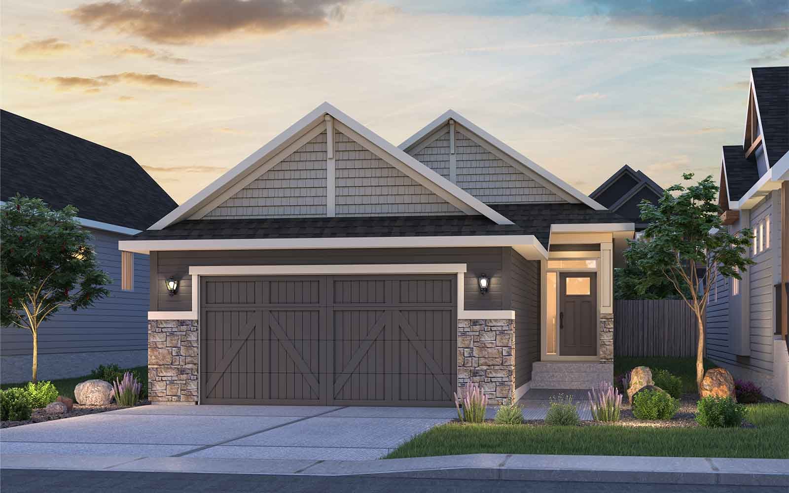 An exterior rendering of the Arts & Crafts Monaco 28 by Brookfield Residential