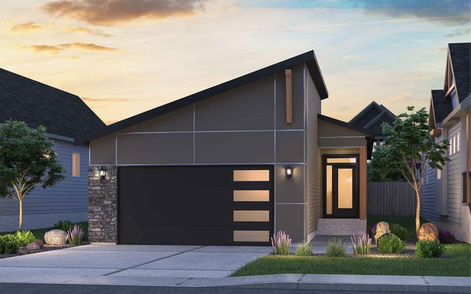 An exterior rendering of the Rustic Contemporary Monaco 28 by Brookfield Residential