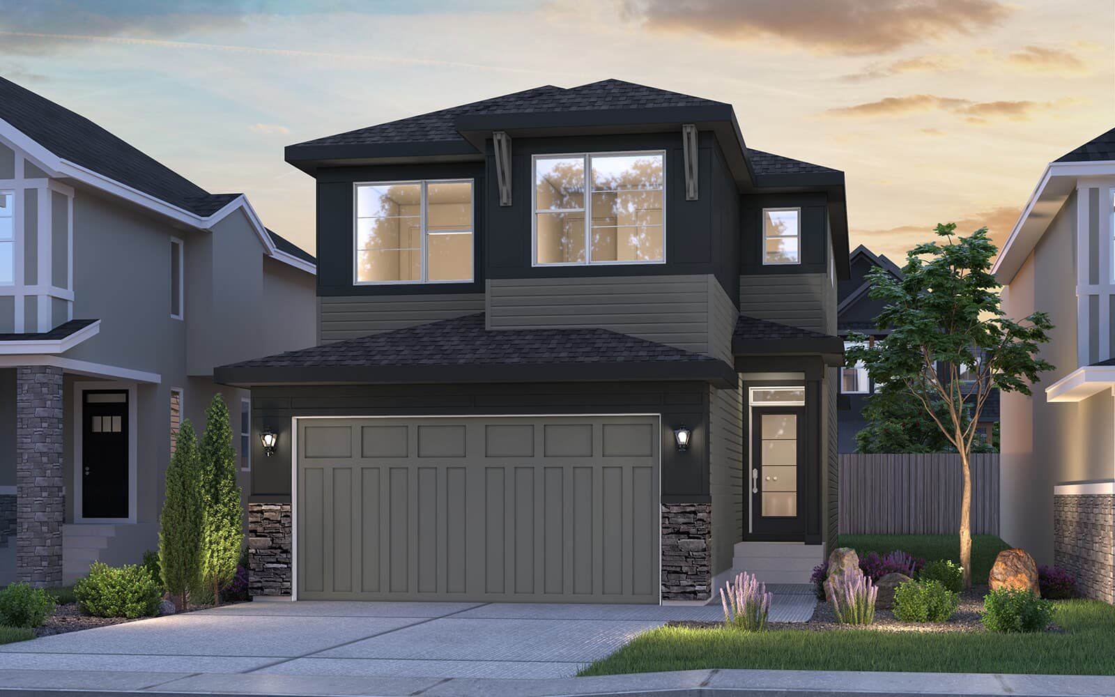 Exterior rendering of the Rundle Prairie B by Brookfield Residential in Calgary.