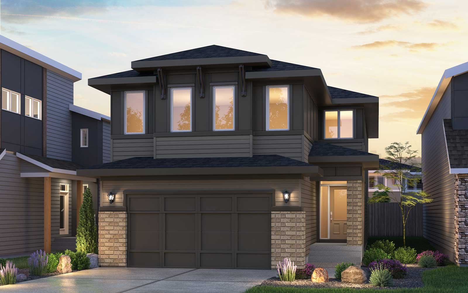 Savona 28 - Prairie Exterior rendering of the Prairie style of the Savona 28 model by Brookfield Residential