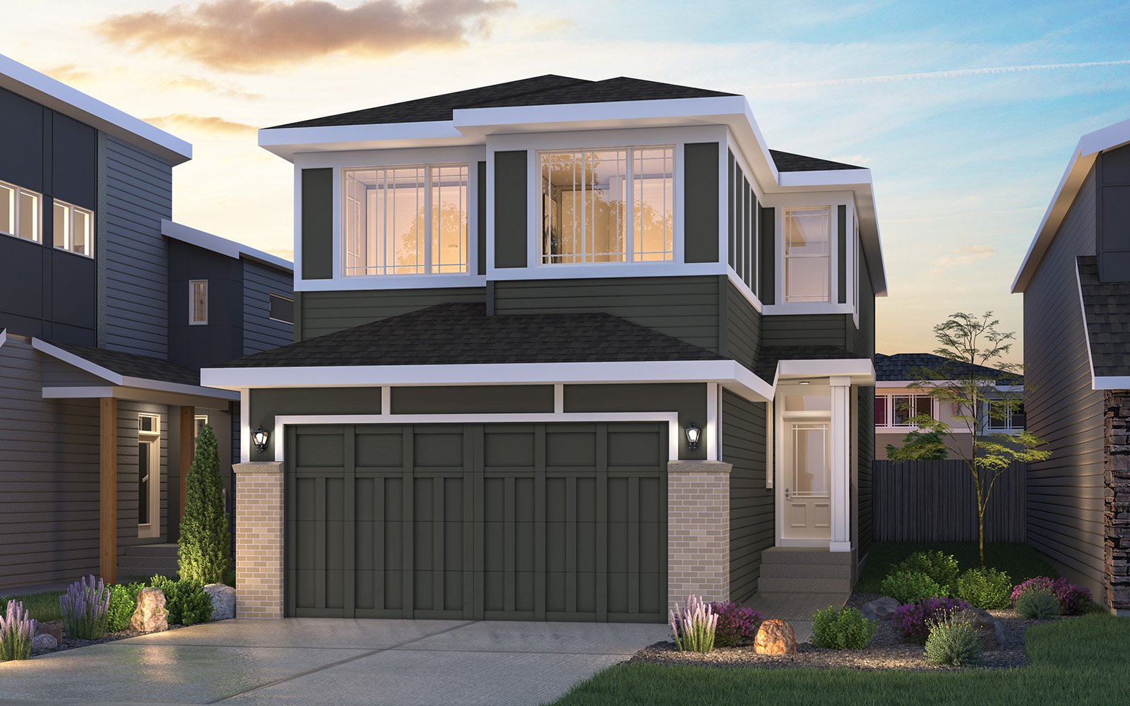 A rendering of the Prairie elevation for the Waterton 24 model by Brookfield Residential.