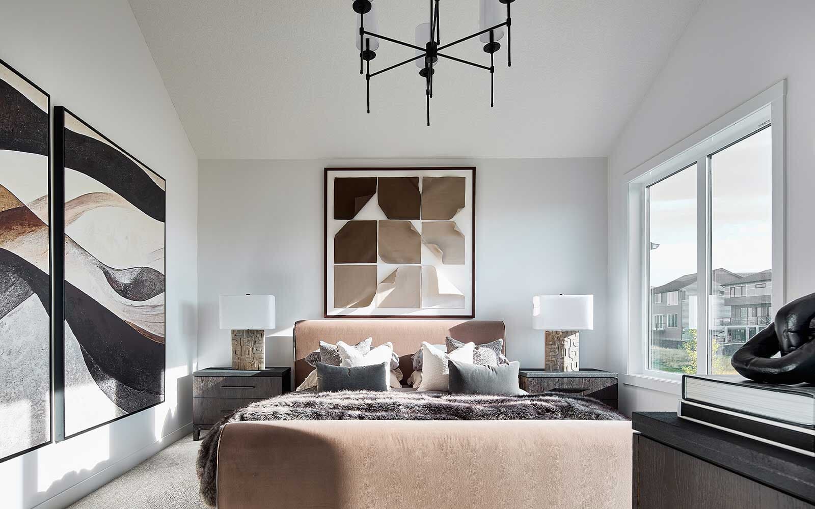 A photo of the primary bedroom of the Matera 36 estate model home by Brookfield Residential