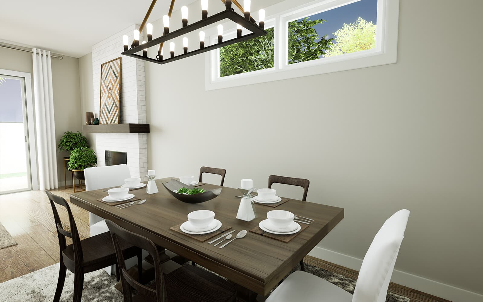 The dining area in the Positano plan by Brookfield Residential in Calgary.