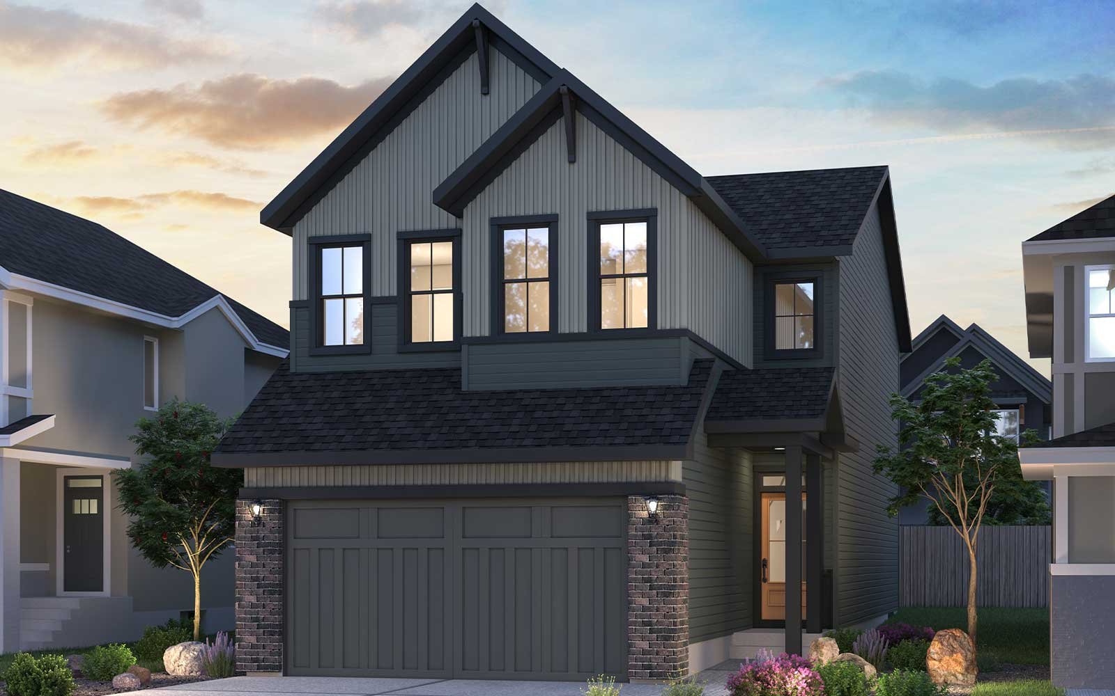 Robson 24 - Farmhouse Exterior rendering of the Farmhouse style of the Robson 24 model by Brookfield Residential