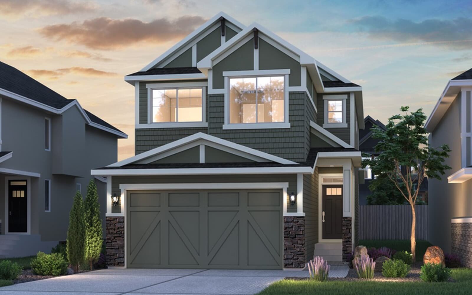 Rundle 24 - Arts and Crafts Rendering of the Rundle Arts and Crafts plan in Riverstone Calgary