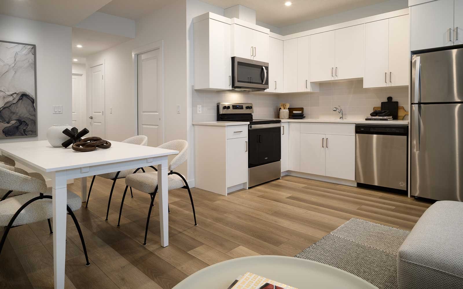 A photo of the basement suite in the Alder duplex model by Brookfield Residential