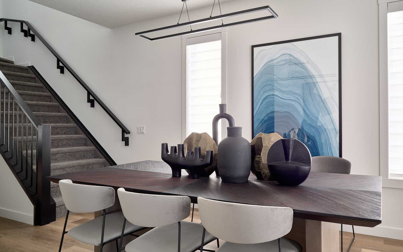 A photo of the dining area in the Oak show home in Calgary by Brookfield Residential