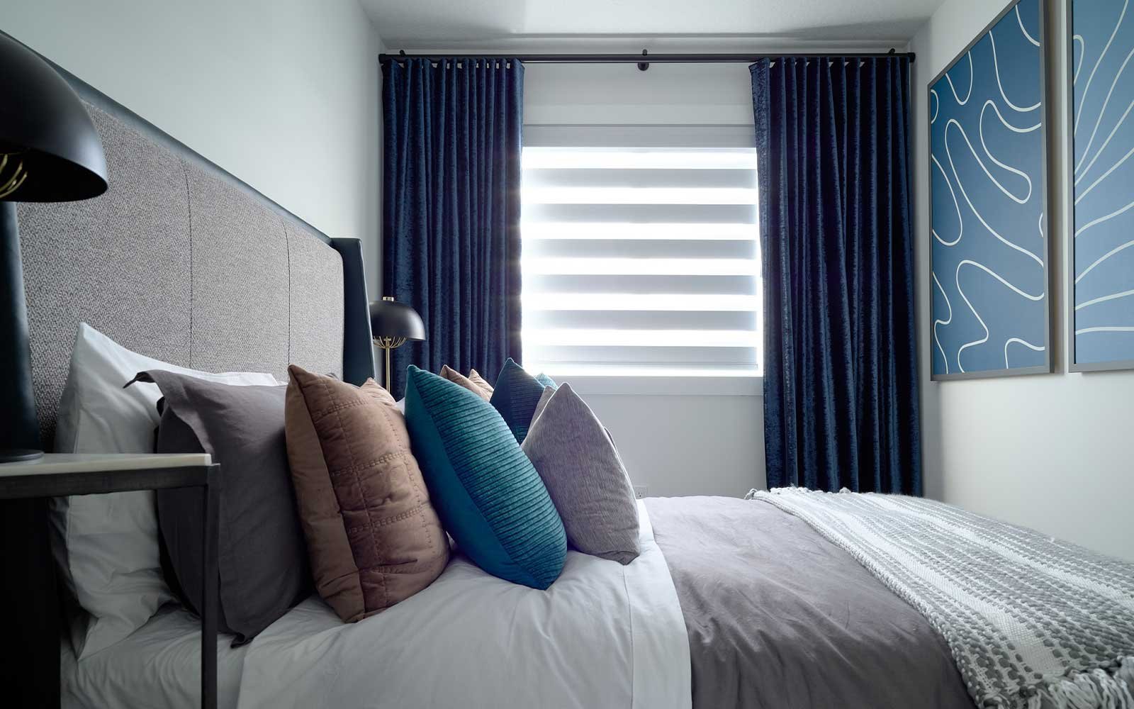 A photo of the secondary bedroom in the Oak show home in Calgary by Brookfield Residential