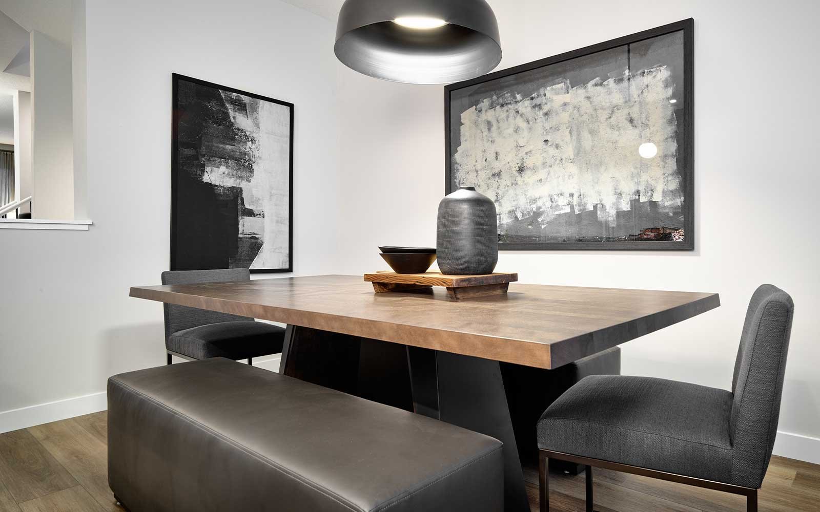 A photo of the dining area of the Wicklow show home in Calgary by Brookfield Residential